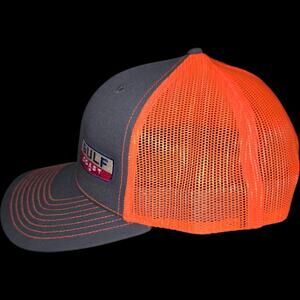 Richardson 112 Trucker Hat Gulf Coast Leather Patch Snapback Charcoal Neon